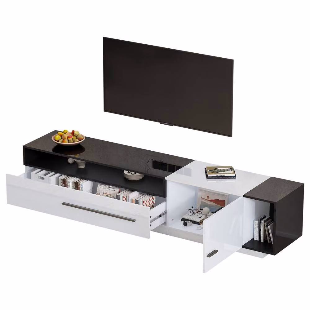 ModernLuxe High Gloss MDF TV Cabinet with 1 Drawer and 1 Door, W/D/H: 170 x 42 x 38 cm – 5