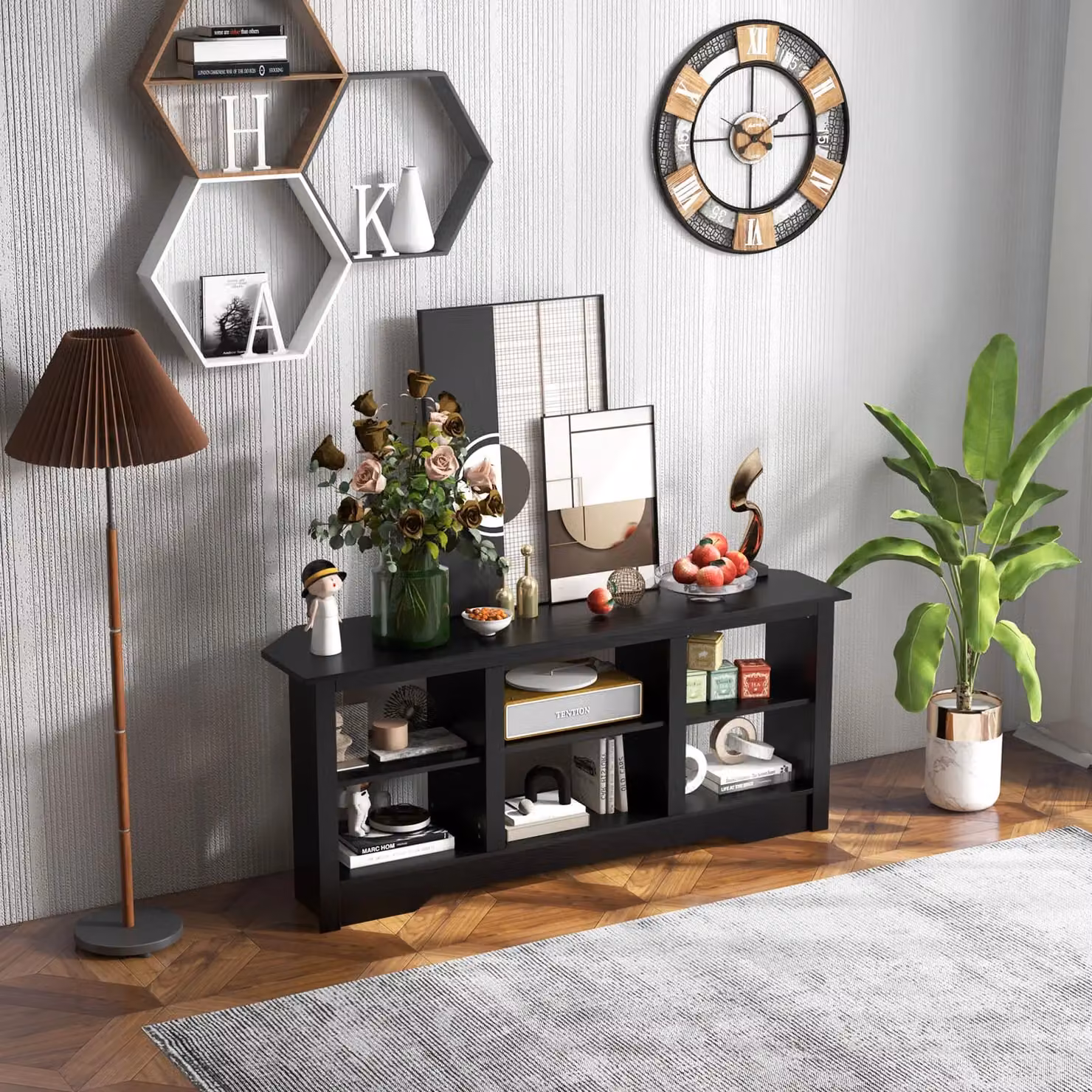 Costway Black Modern Media Entertainment Centre TV Stand for TVs up to 65 Inches – 2