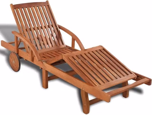 Berkfield Home Brown Acacia Wood Sun Lounger with Adjustable Headrest and Side Tray