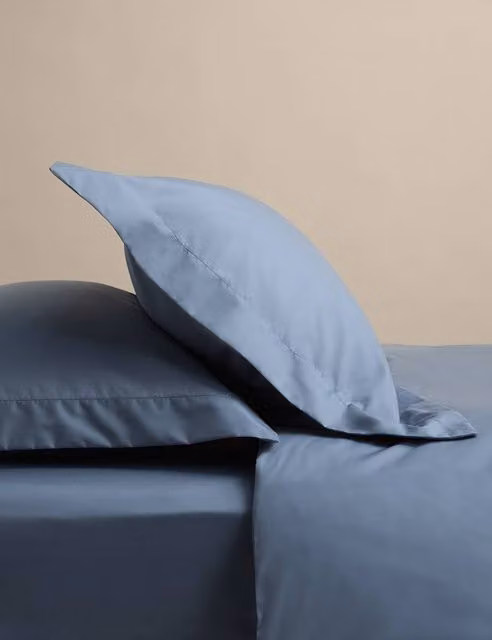M&S Egyptian Cotton 400 Thread Count Percale Oxford Pillowcase in Slate Blue