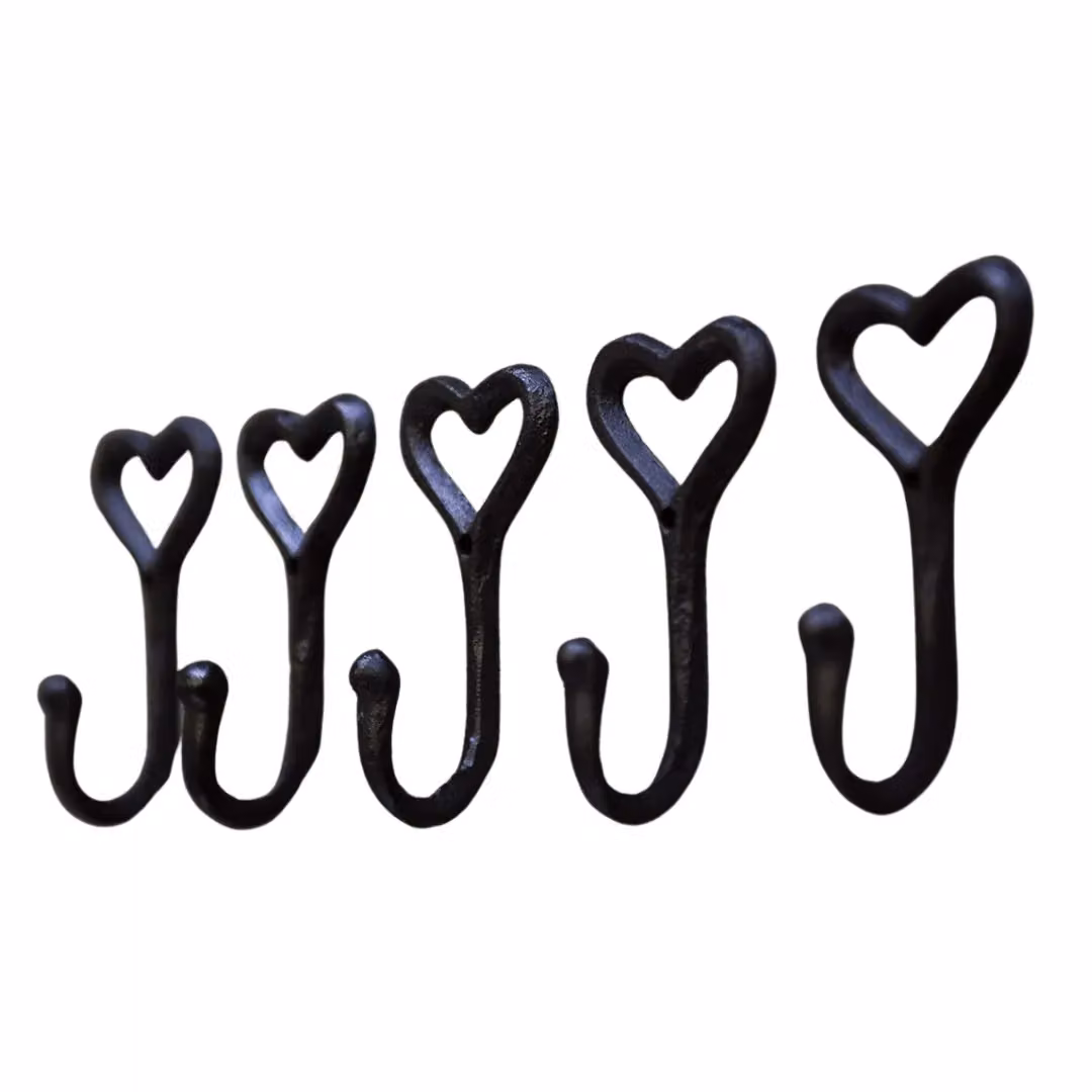 Marco Paul Set of 5 Black Metal Wall Mounted Love Heart Coat Rack and Hooks – 2