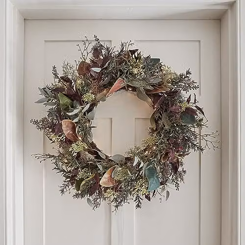 Lights4fun Pre Lit Artificial Red Robin and Eucalyptus Christmas Wreath with 50 Micro LEDs, Diameter: 60 cm – 3