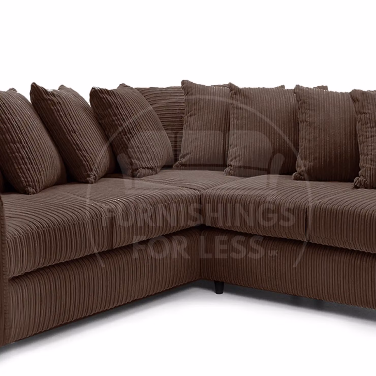Furnishings For Less UK Ferguson 5 Seater L-Shaped Corner Sofa in Chocolate Jumbo Cord Fabric with Scatter Back – 2