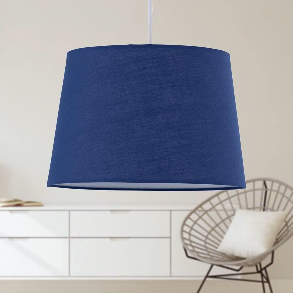 First Choice Lighting Blue Cotton Tapered Cylinder Pendant Lamp Shade, Diameter: 28 cm – 3