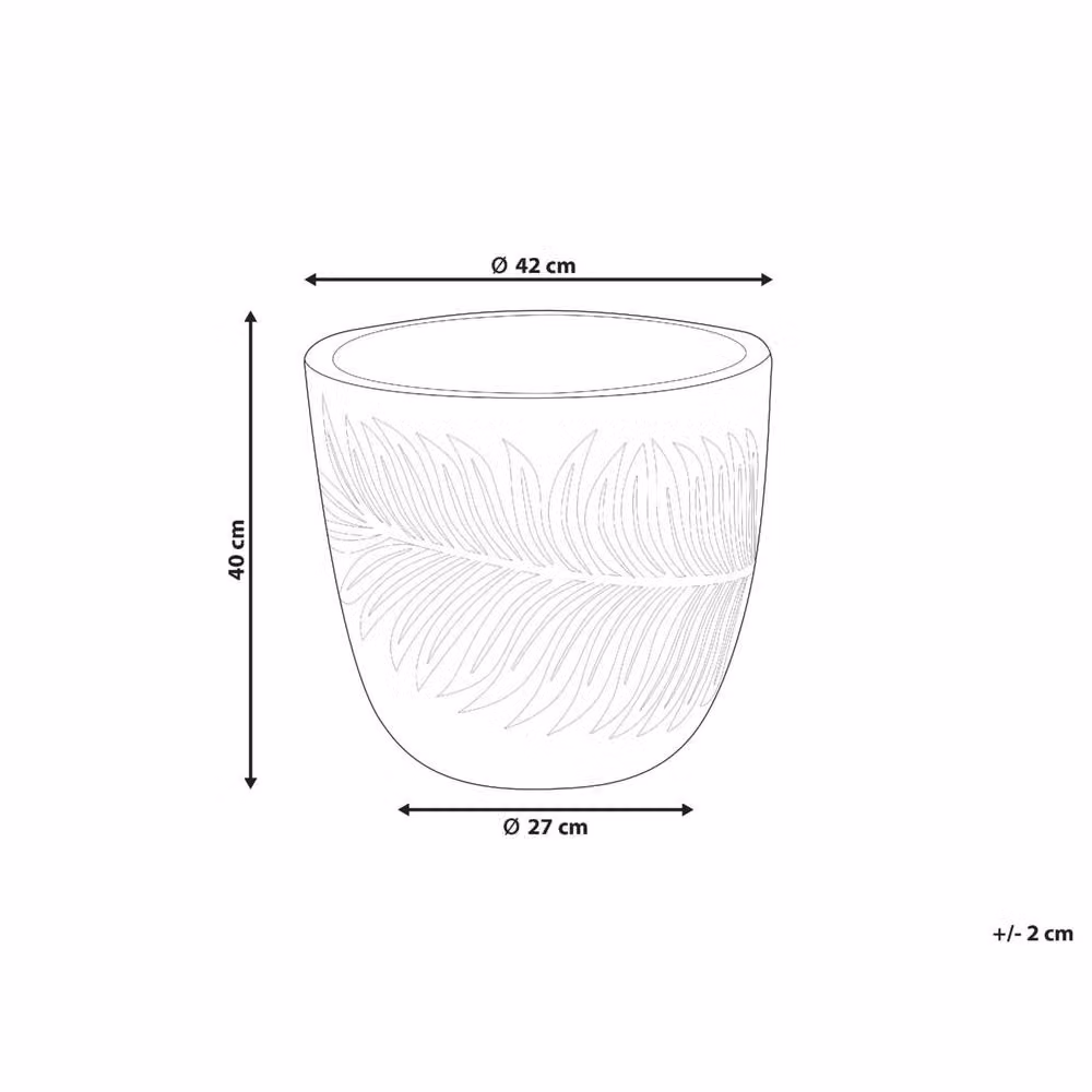 Wyld and Coco Grey Fibre Clay Round Planter Tub with Leaf Motif, Diameter: 42 cm – 4
