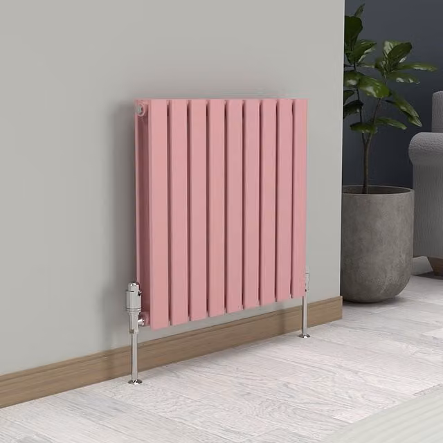 Lux Heat Flat Horizontal Double Radiator in Pastel Pink, W: 60.0 cm, H: 63.0 cm