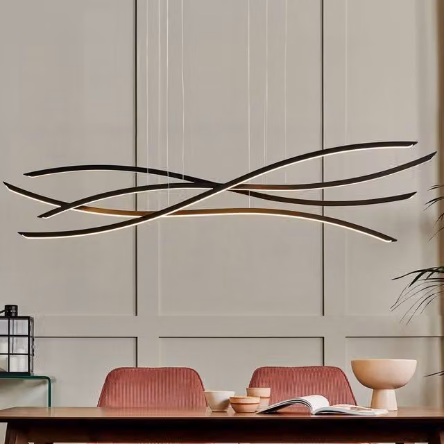 Wyld and Coco Wavy Black Aluminium LED Suspended Pendant Lamp with Warm White Light – 1