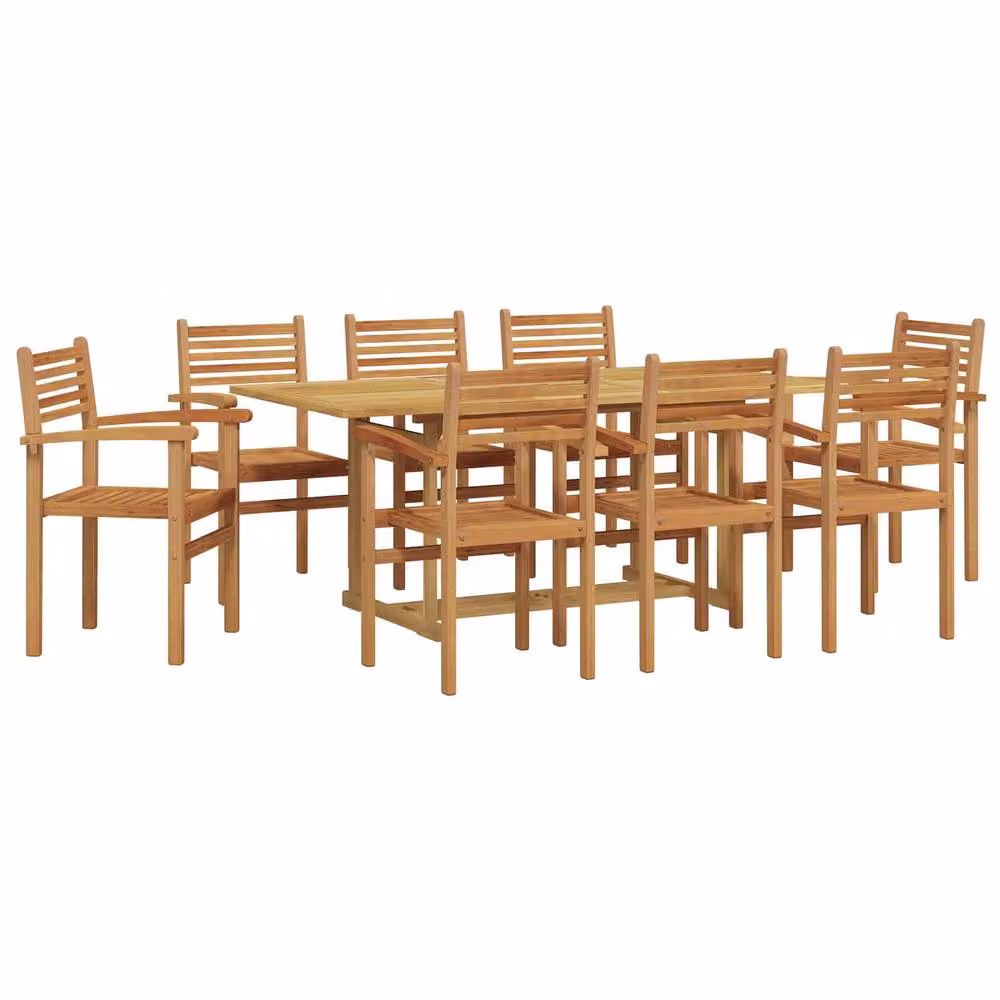 Berkfield Home 9 Piece Brown Solid Teak Wood Garden Dining Set – 2