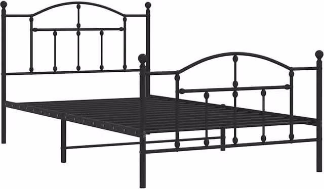 Berkfield Home Metal Bed Frame with Headboard and Footboard in Black, W/D/H: 100 x 200 cm