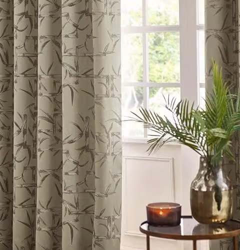 Paoletti Bamboo Jacquard Eyelet Curtain Pair in Champagne/Beige, W: 168 cm, H: 229 cm – 3
