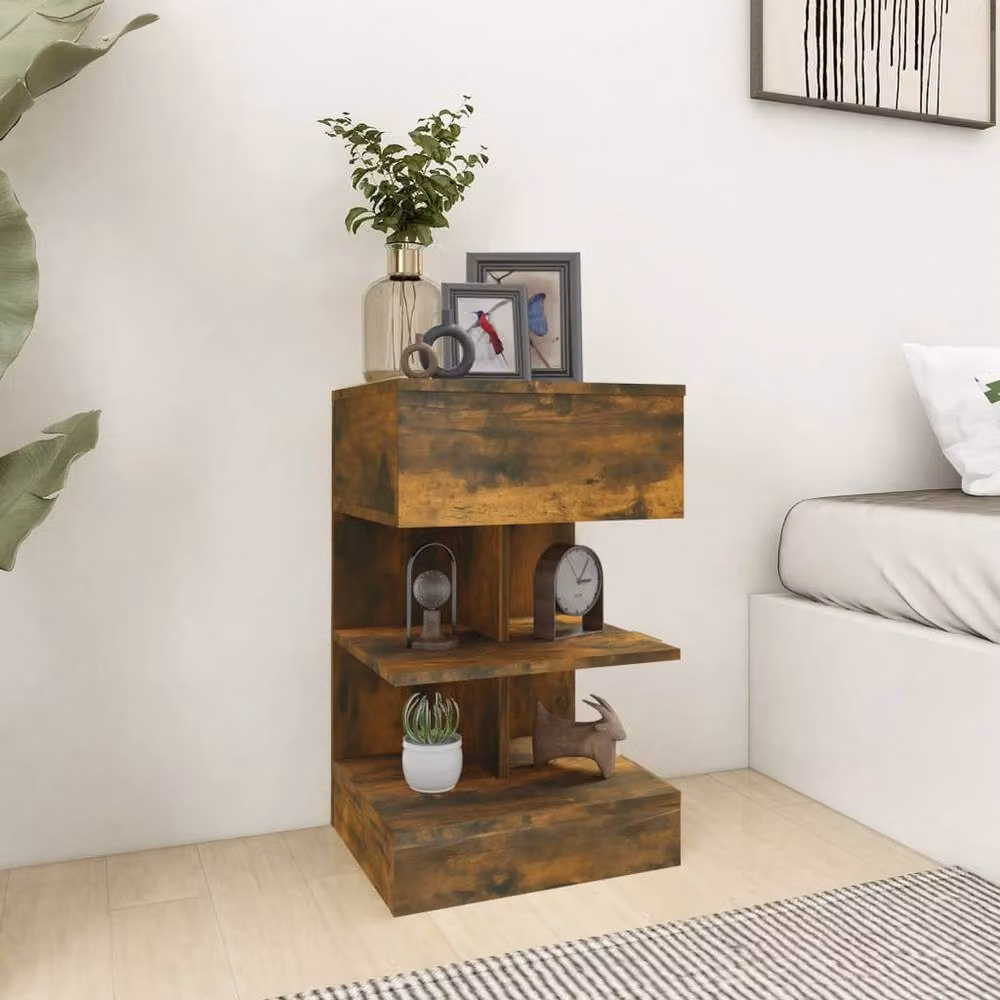 Berkfield Home Bedside Cabinet in Smoked Oak Brown, W/D/H: 40 x 35 x 65 cm – 2