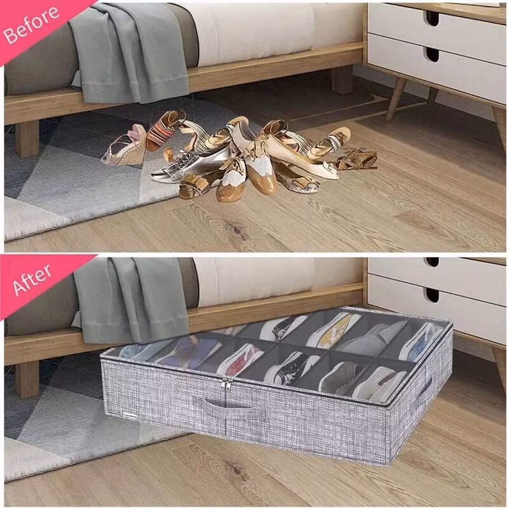 KORVIXA 2 Piece Collapsible Shoe Storage Organizer Bags in Grey – 3