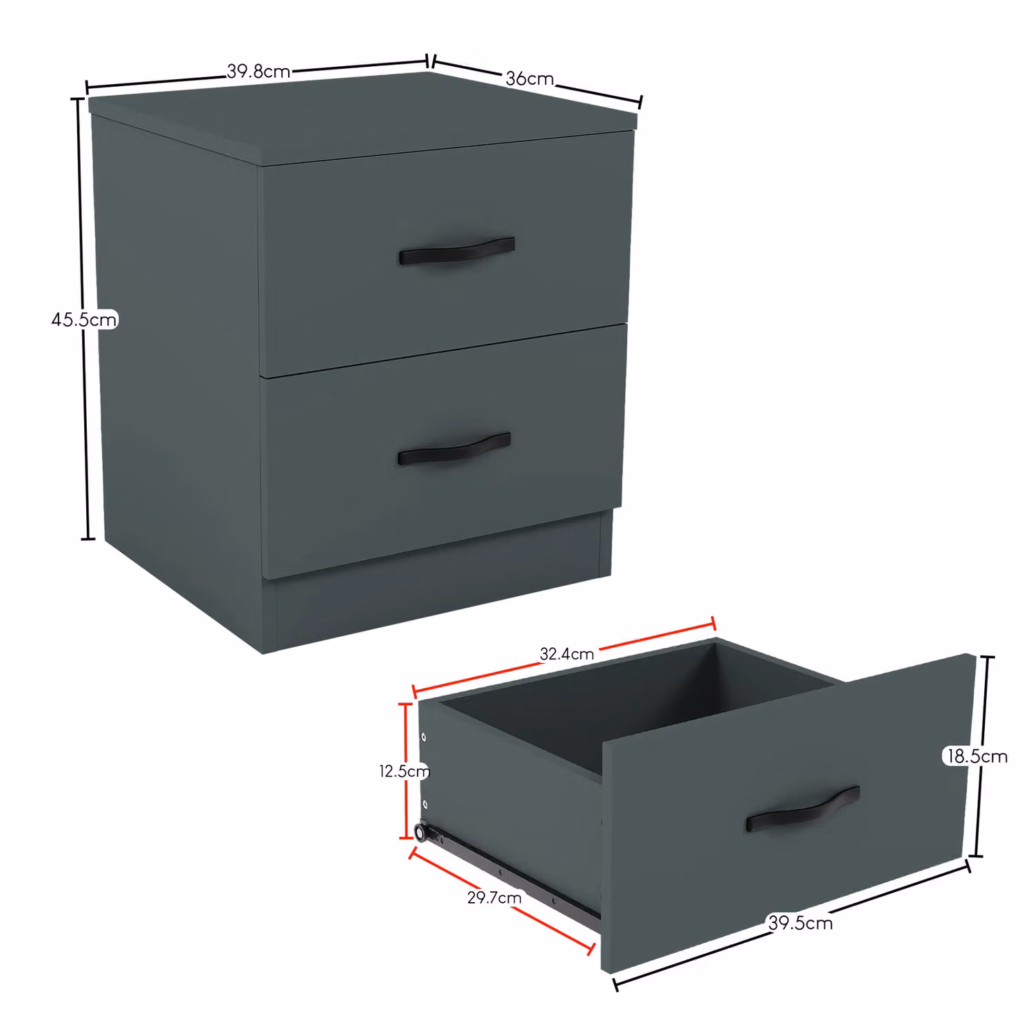 Vida Designs Riano 2 Drawer Bedside Cabinet in Green – 2