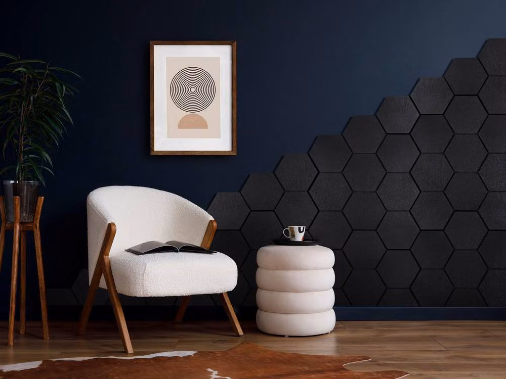 Fuse Acoustic Wooden Hexagon Wall Panel in Black Oak – 2