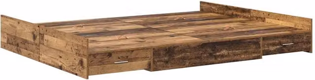 Berkfield Home Storage Bed Frame in Brown Old Wood with Drawers, W/D/H: 135 x 190 x 28 cm – 1