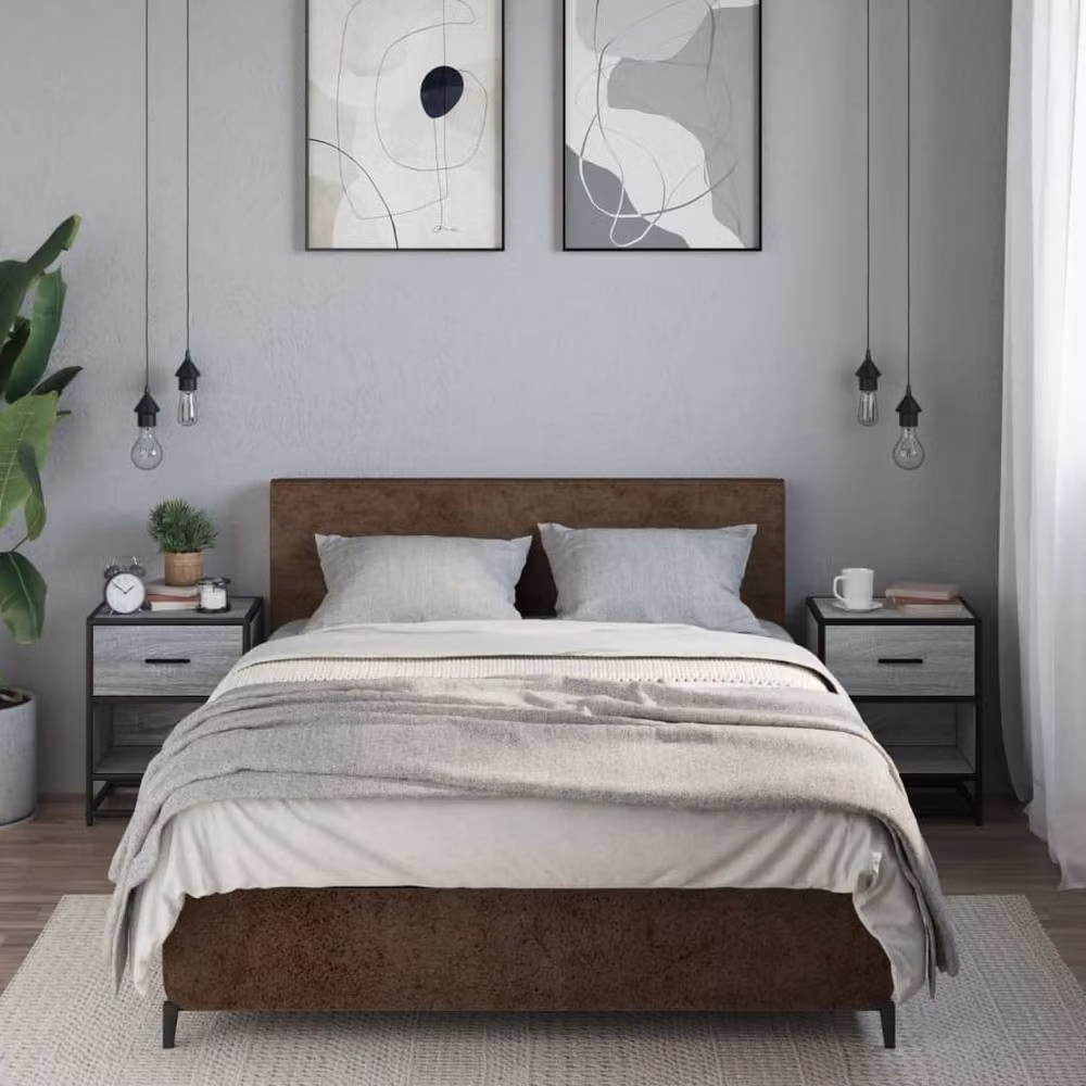 Berkfield Home Set of 2 Bedside Cabinets in Grey Sonoma, W/D/H: 40 x 31 x 50 cm – 3