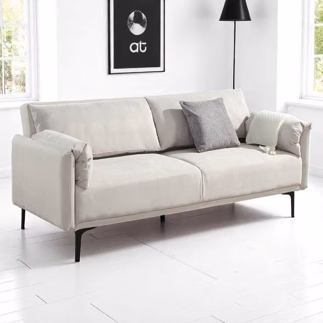 OAT Home Padstow 3 Seater Upholstered Click Clack Sofa Bed in Beige