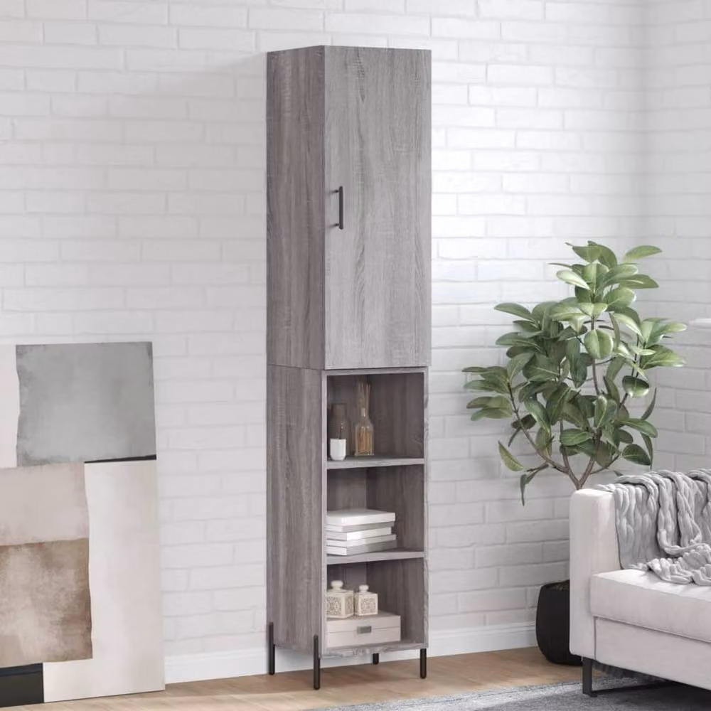 Berkfield Home Grey Sonoma Highboard in Engineered Wood, W/D/H: 34.5 x 34.5 x 180 cm – 2
