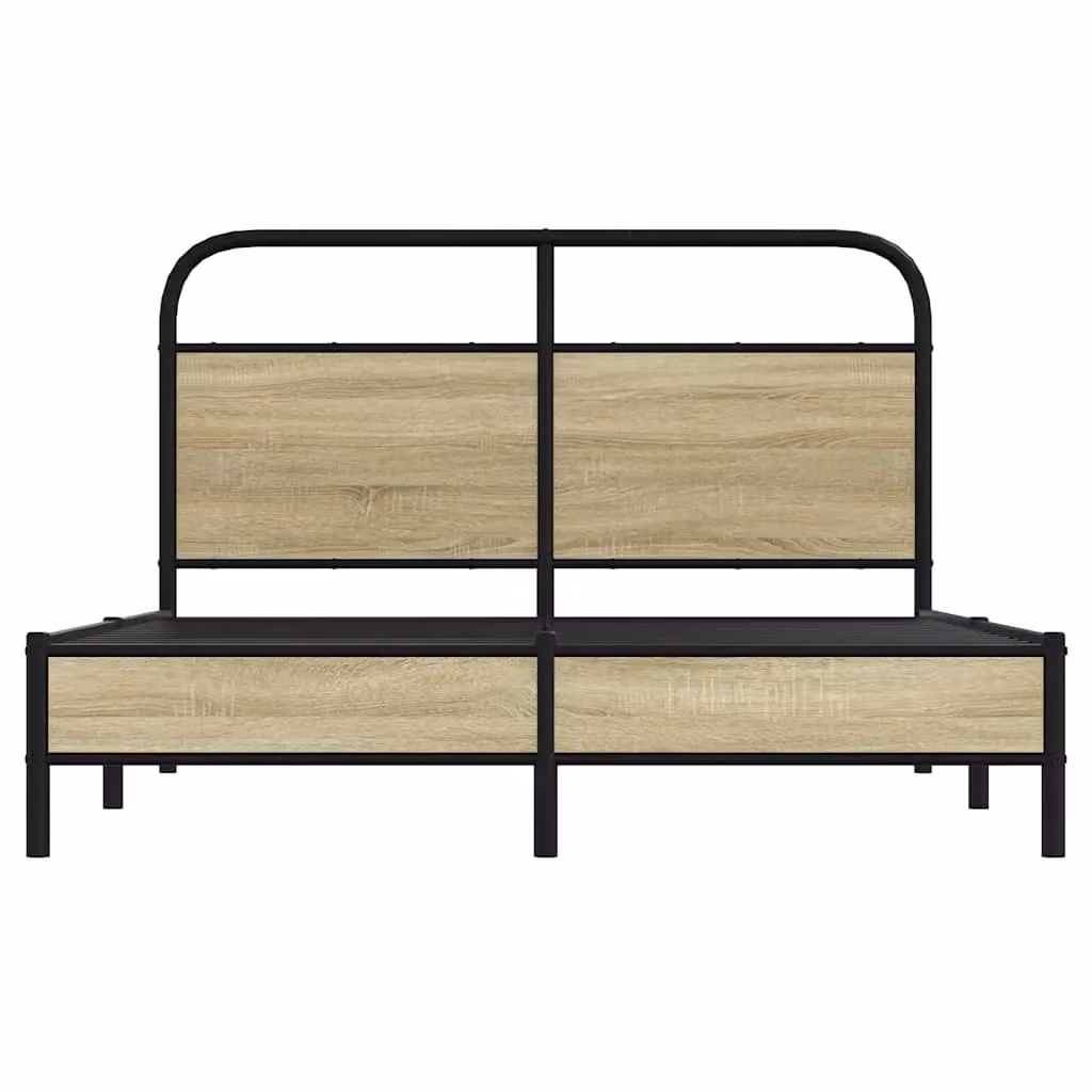 Berkfield Home Double Bed Frame in Sonoma Oak and Brown, W/D/H: 135 x 190 cm – 3