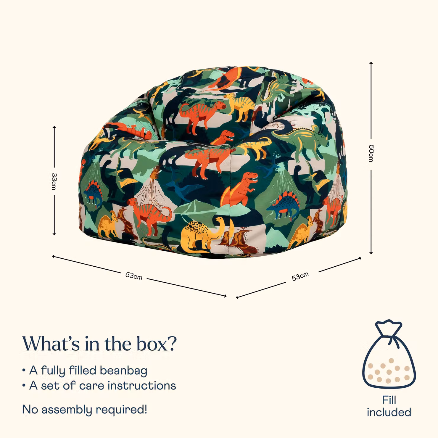 ICON Green and Multicolour Dinosaur Kids Bean Bag Chair – 4