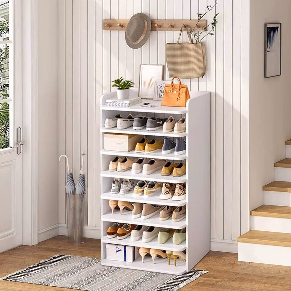 FORGEVIO 8-Tier White MDF Shoe Rack Storage Cabinet – 3