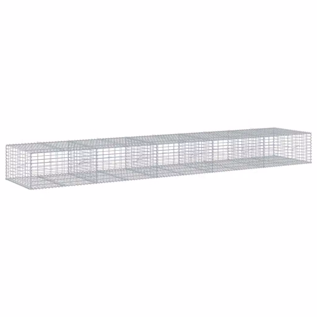Berkfield Home Silver Galvanised Steel Gabion Basket with Cover, W: 500 cm, D: 100 cm, H: 50 cm – 2