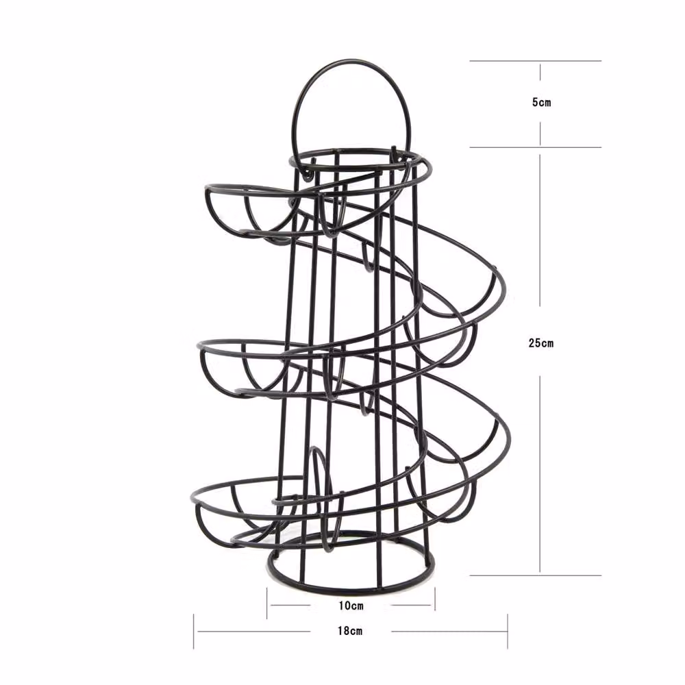 Nordara Chrome Spiral 18-Egg Metal Storage Holder Stand in Black – 2