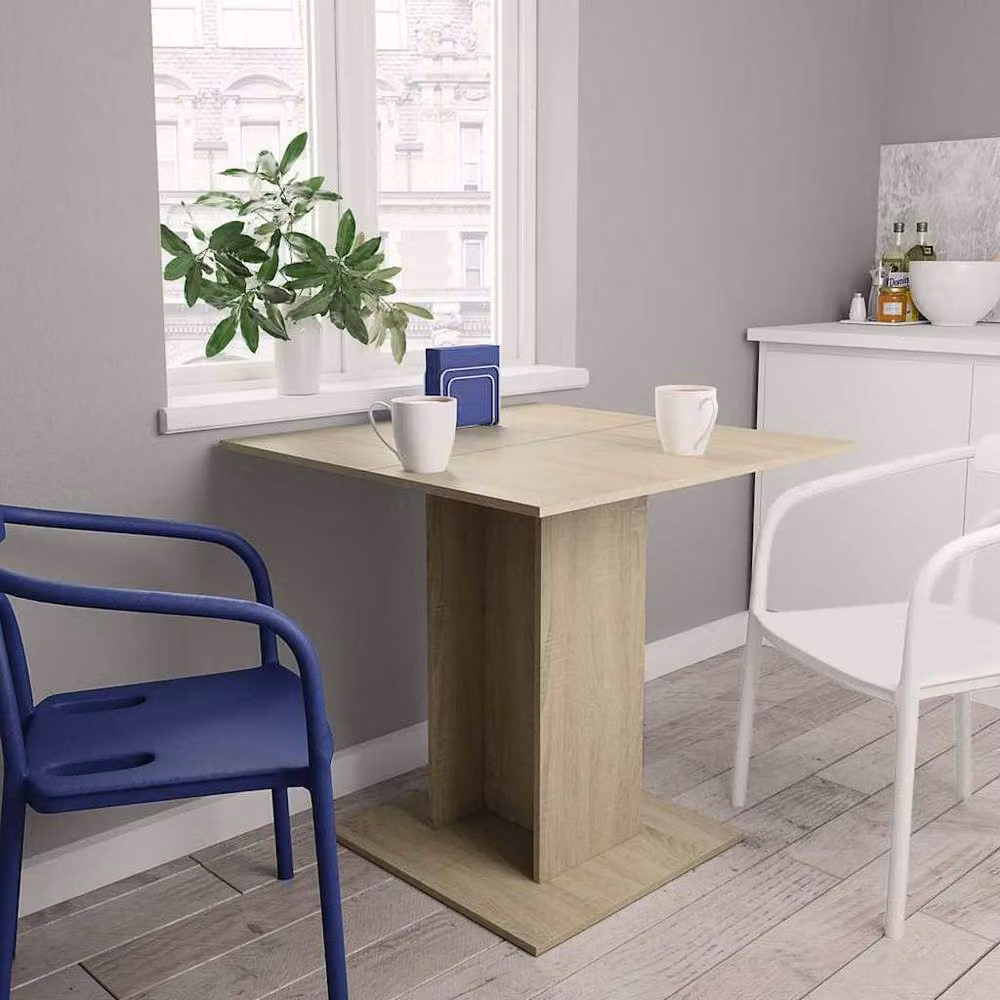 Berkfield Home Beautiful Sonoma Oak Dining Table in Light Brown, W/D/H: 80 x 80 x 75 cm – 2