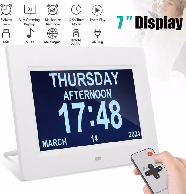 SPETLEK White Silent Digital Dementia Clock for Seniors