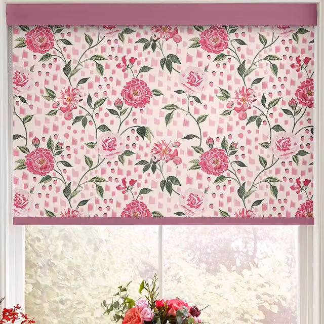 Cath Kidston Tea Rose Pink Floral Blackout Made to Measure Roller Blind