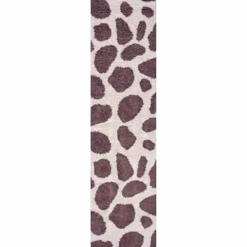 THE RUGS Soft Shaggy Area Rug in Purple with Modern Animal Print Design, W: 80 cm, L: 300 cm
