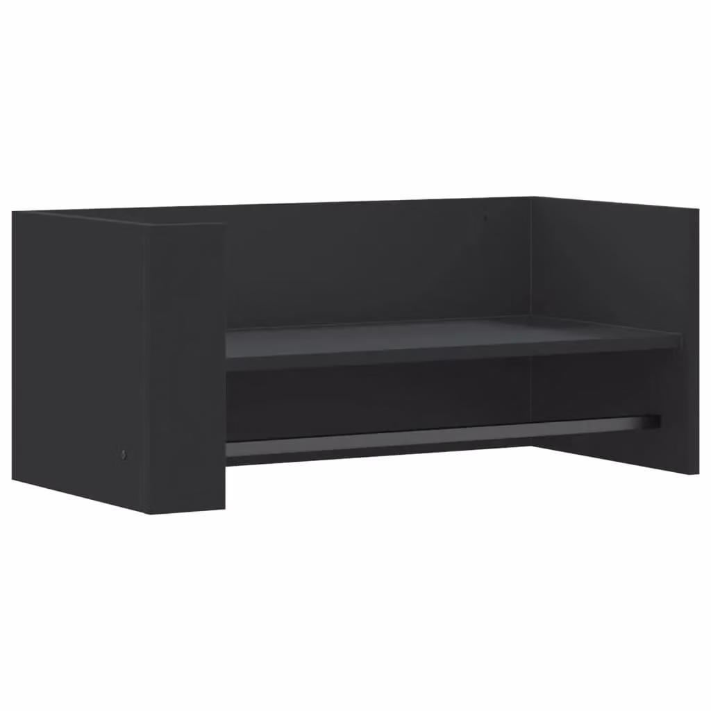 Berkfield Home Black Wall Mounted Cube Shelf with Hanging Rod, W/D/H: 70.5 x 35 x 30.5 cm – 2