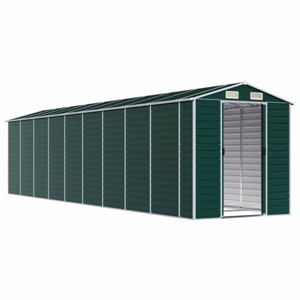 Berkfield Home Pent Garden Shed in Green Galvanised Steel, W/D/H: 810 x 191 x 198 cm – 2