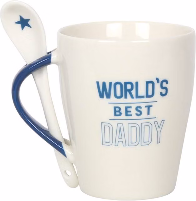 KDMK Ceramic World's Best Daddy Mug and Spoon Set in White