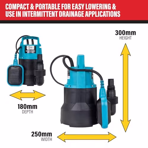 SIP SUB 3040 Submersible Clean Water Pump 400W 9000L/hr with Float Switch in Black and Turquoise – 4