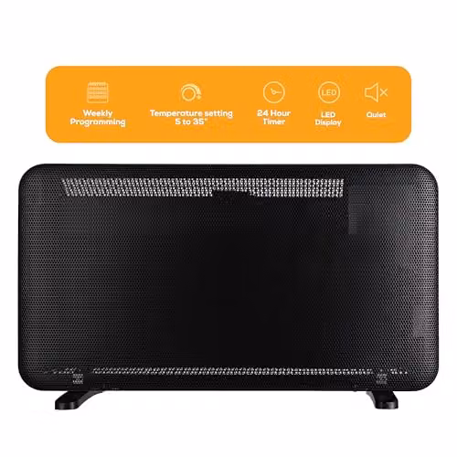 TCP 2000W 2-in-1 Black Infrared and Convection Panel Heater with Digital Thermostat and Timer – 5