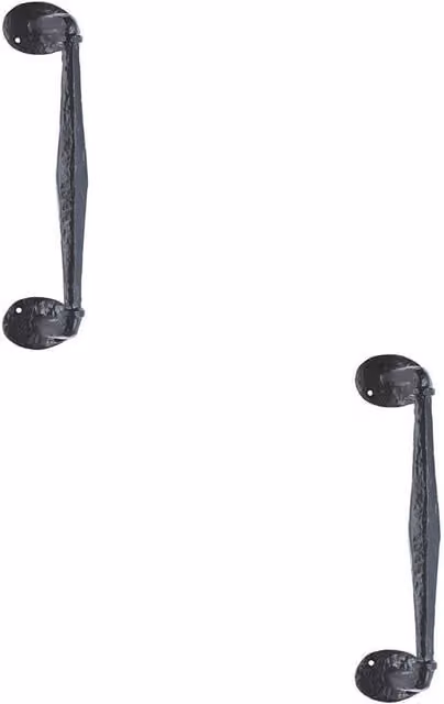 Loops 2x Offset Traditional Forged Pull Handle in Black Antique, W: 263.5 mm, D: 67 mm