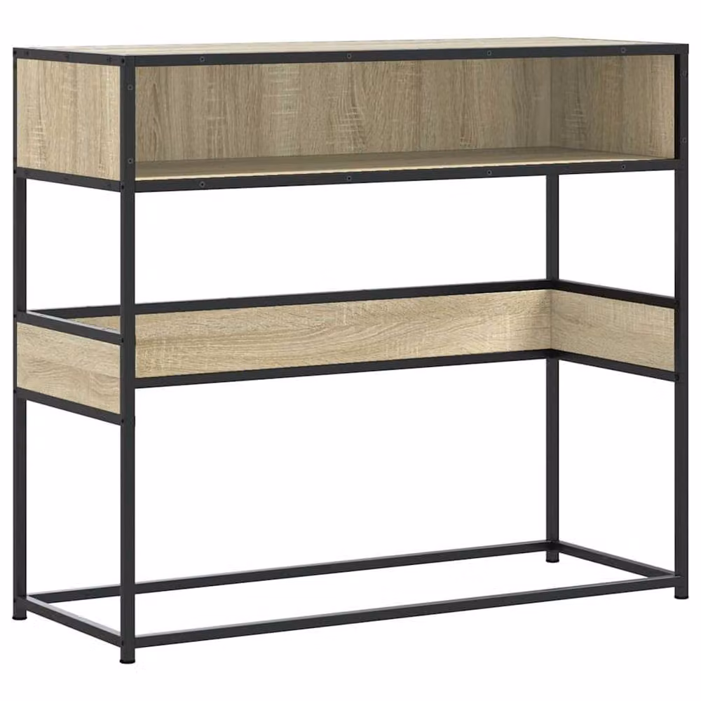 Berkfield Home Decorative Console Table in Sonoma Oak and Beige, W/D/H: 90 x 35 x 80 cm – 2