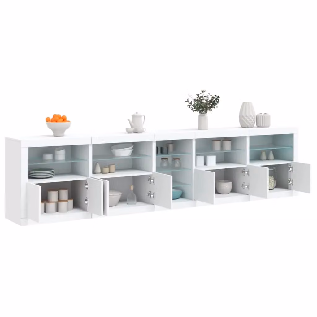 Berkfield Home Modern Glossy White Sideboard with Integrated LED Lighting W: 283 cm, D: 37 cm, H: 67 cm – 2