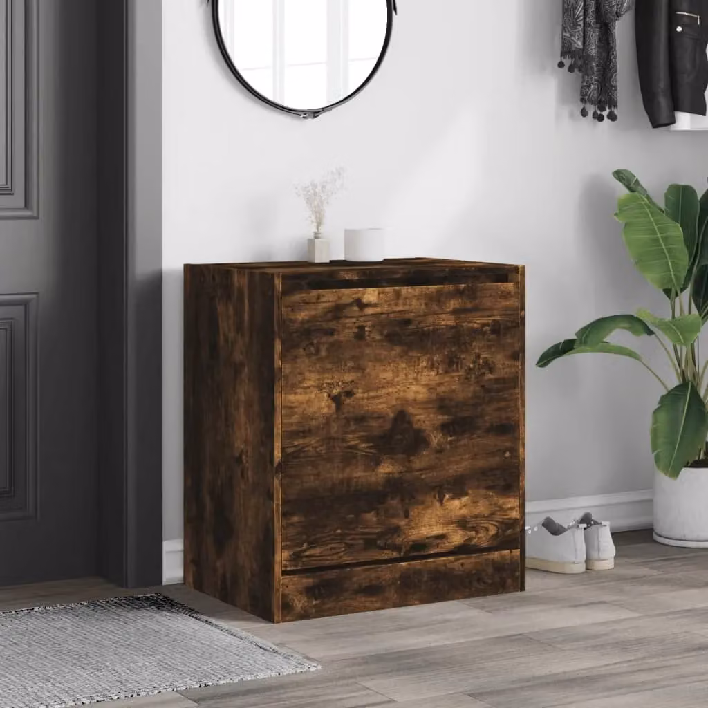 Berkfield Home Smoked Oak Shoe Cabinet in Brown, W/D/H: 60 x 42 x 69 cm – 3