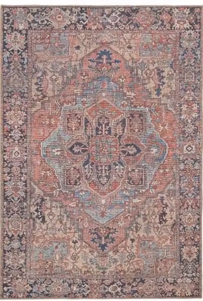 Kukoon Red Distressed Persian Style Non Slip Washable Low Pile Rug, W: 160 cm, D: 230 cm – 1