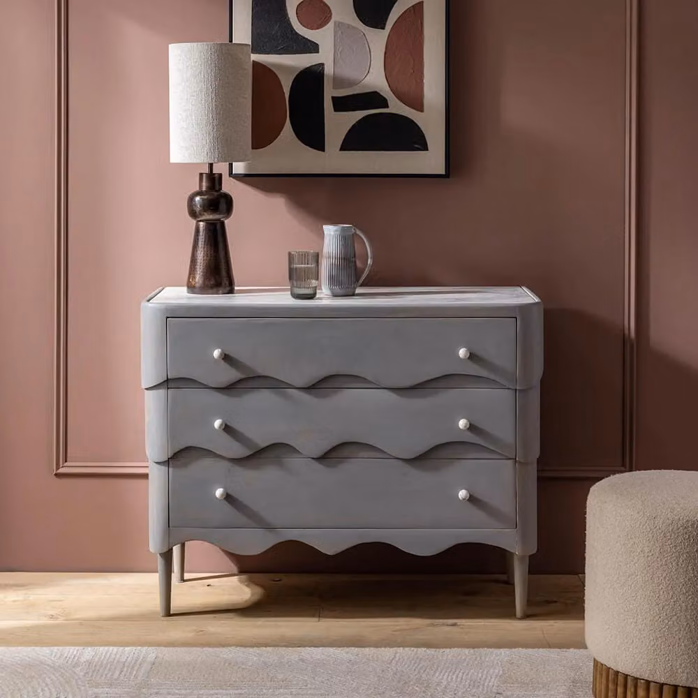 Atkin and Thyme Dali Marble Chest Of Drawers in Grey and White