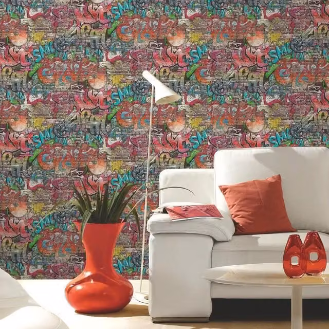 Erismann Abstract City Multicolour and Blue Wallpaper Roll