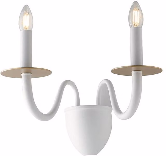 Netlighting ARMSTRONG Twin 2 Light Candle Wall Light in White, W/D/H: 45 x 36 x 26 cm