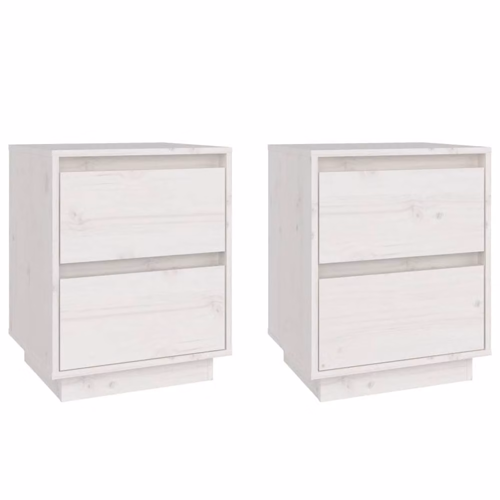 Berkfield Home Elegant Bedside Cabinets, 2 Piece Set, White Solid Pine Wood, W/D/H: 40 x 35 x 50 cm – 2