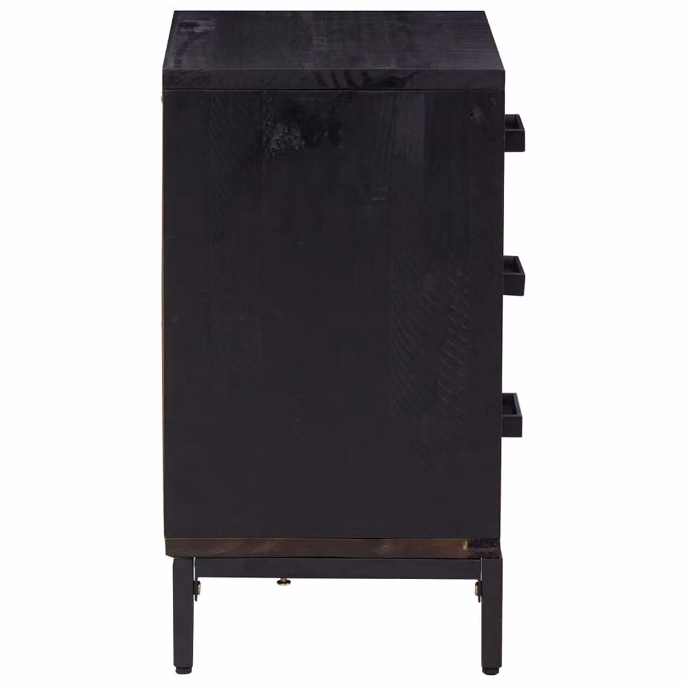 Berkfield Home Black Vintage Solid Pinewood Bedside Cabinet W/D/H: 36 x 30 x 54 cm – 4