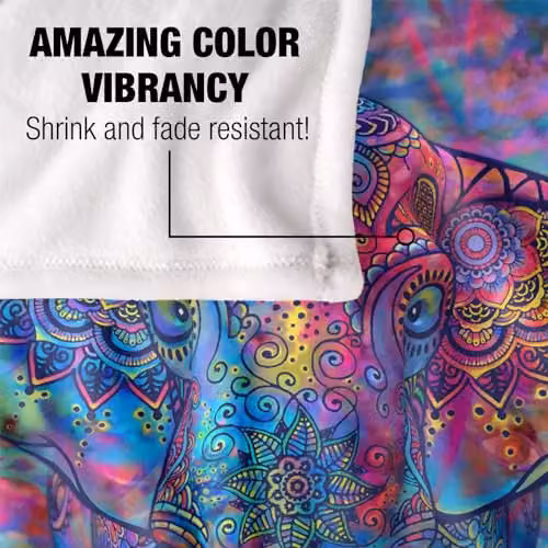 JQ Licensing Royce Mcclure Bohemian Elephant Super Soft Silky Touch Fleece Throw Blanket, Multicolour, W: 91 cm, D: 147 cm – 4