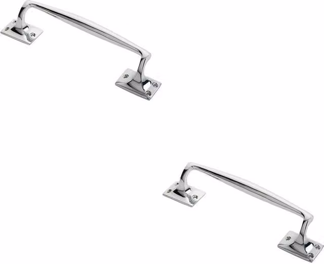 Loops 2x One Piece Door Pull Handles in Polished Chrome, Length: 250 mm, Projection: 54 mm