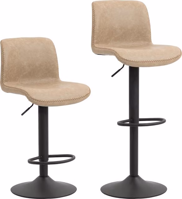 HOMCOM Set of 2 Modern PU Leather Bar Stools with Backrest and Footrest in Brown