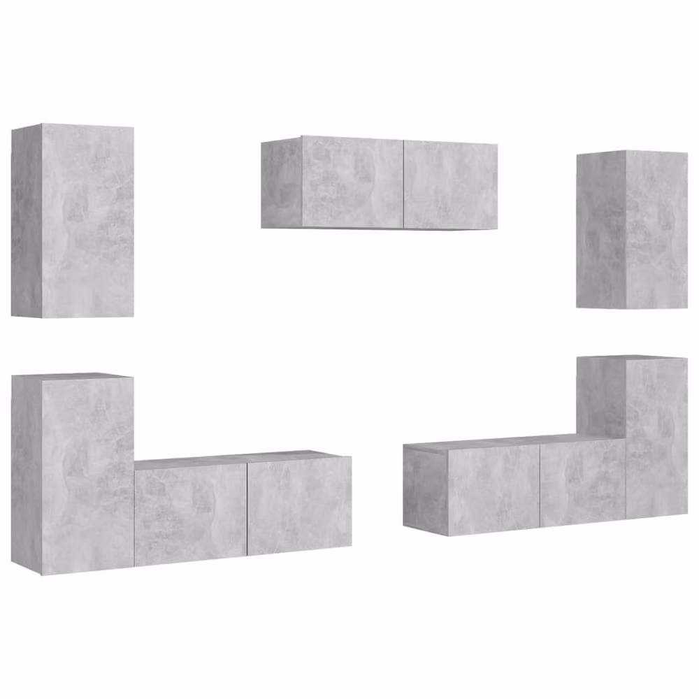 Berkfield Home 7 Piece Modern TV Cabinet Set in Concrete Grey Matt MDF – 3